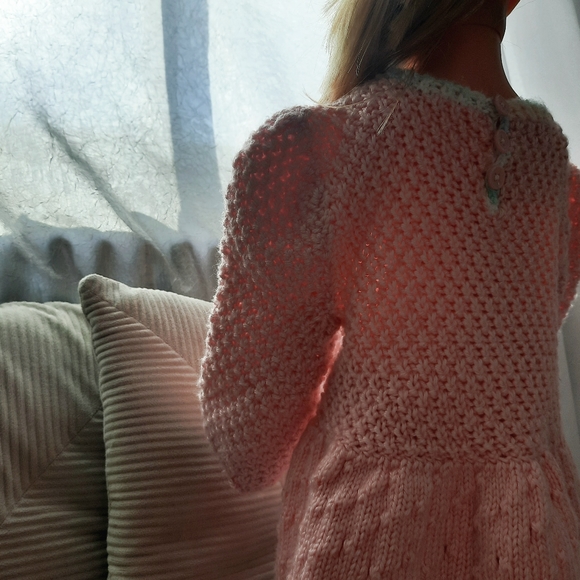 Prairie Baby Dress Puffed Sleeves Bubblegum Pink - Picture 9 of 15